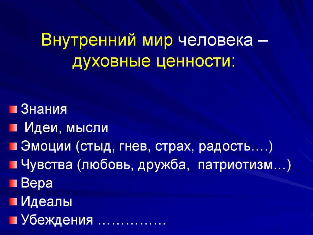 Внутренний мир человека на страницах русской литературы проект