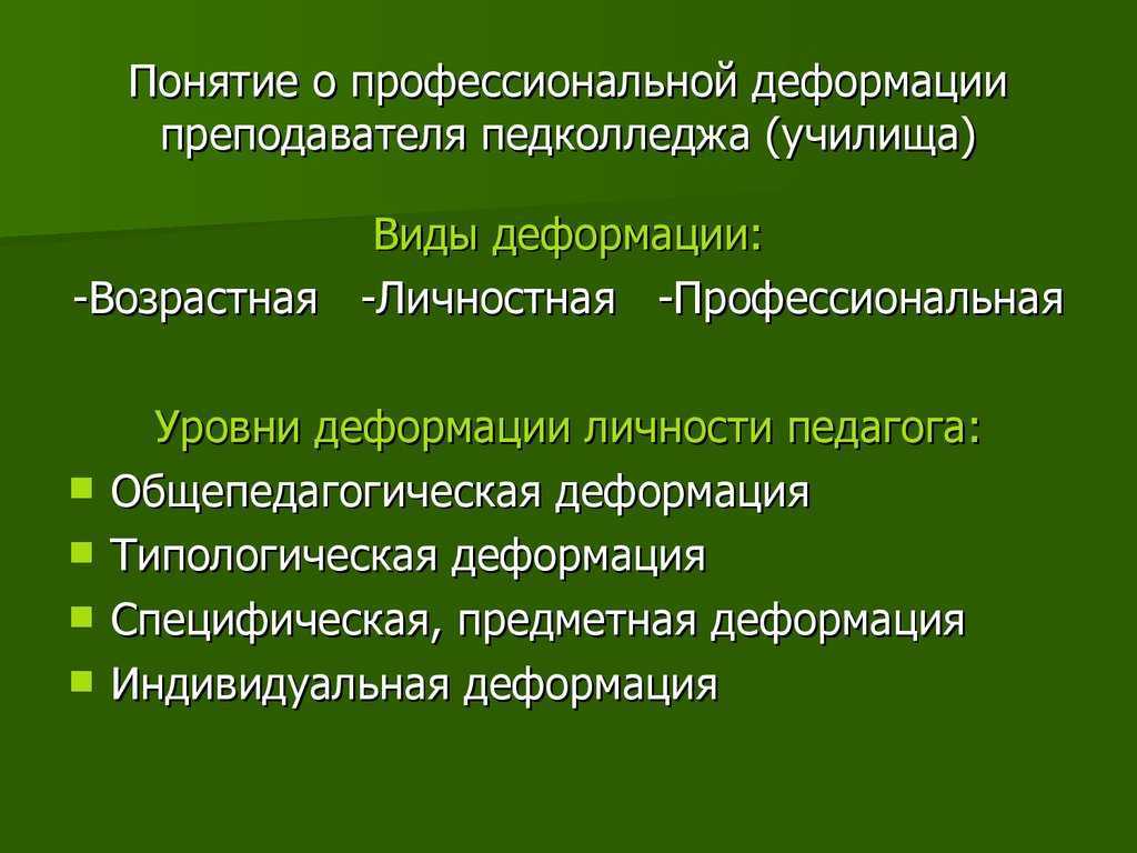 Профессиональная деформация педагога презентация