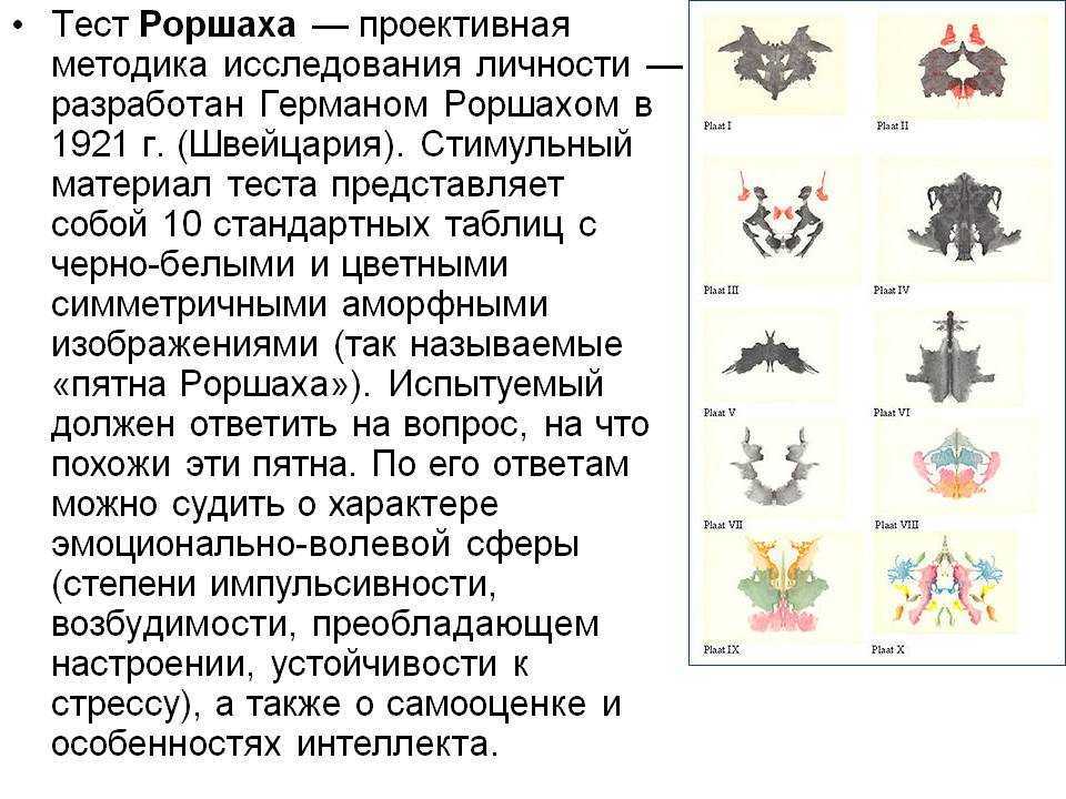 Как называется тест с картинками у психиатра