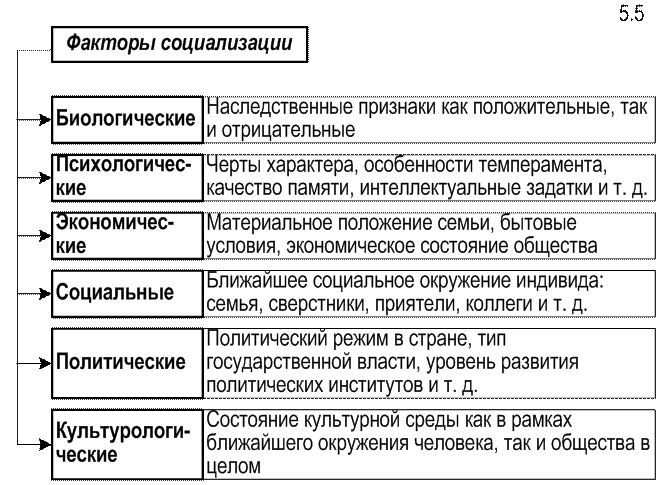 Схема факторы социализации