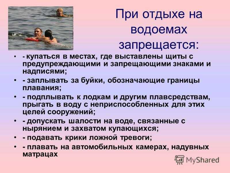 Правила купания в водоемах презентация